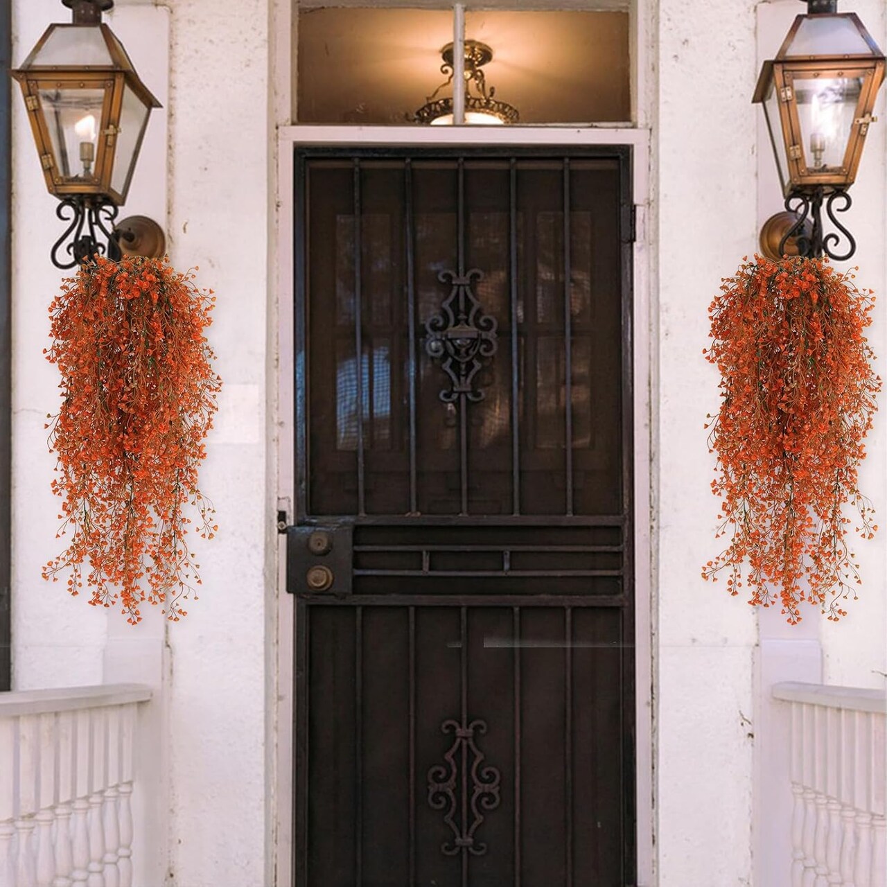 4 Pcs Artificial Hanging Plants Fall Decor Faux Hanging Plants Artificial Plants UV Resistant